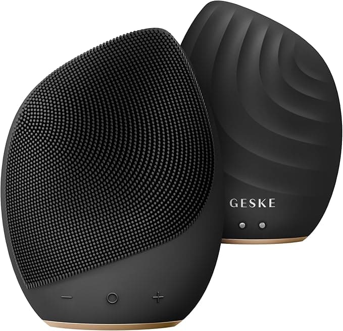 GESKE SmartAppGuided Sonic Facial Brush 5 in 1 Vibrating Electric Facial Cleansing Brush Soft Silicone Brush Professional Facial Cleanser Skin Cleanser exfoliator face Massager