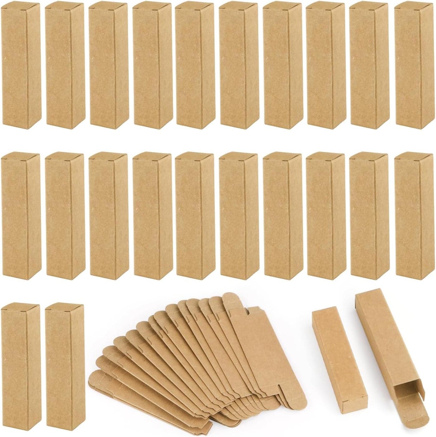 Cositina 100 Pack 0.78 * 0.78 * 3.34 inch Kraft Paper Lipstick Box Rectangle Lip Balm Kraft Boxes Essence Oil Bottle Packaging Organzier for Makeup Sample Tube Storage DIY Gifts - Brown