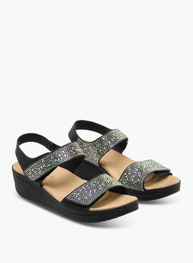 Women Embellished Hook & Loop Sandals