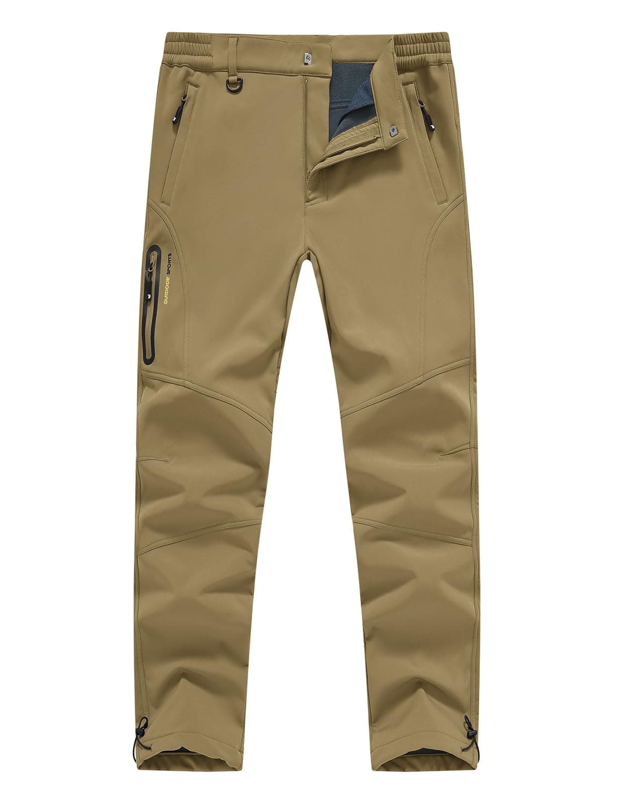 Rdruko Mens Snowboard Pants Waterproof Outdoor Climbing Snow Skiing Pants Fleece Lined Insulated Work Pants (Khaki, 40)
