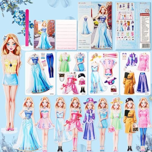 Magnetic Dress Up Dolls, Magnetic Princess Dress Up Paper Dolls, Magnetic Dress Up Dolls for Girls Ages 4-10 Learning Created Imagine Set Birthday Gift (Amy)