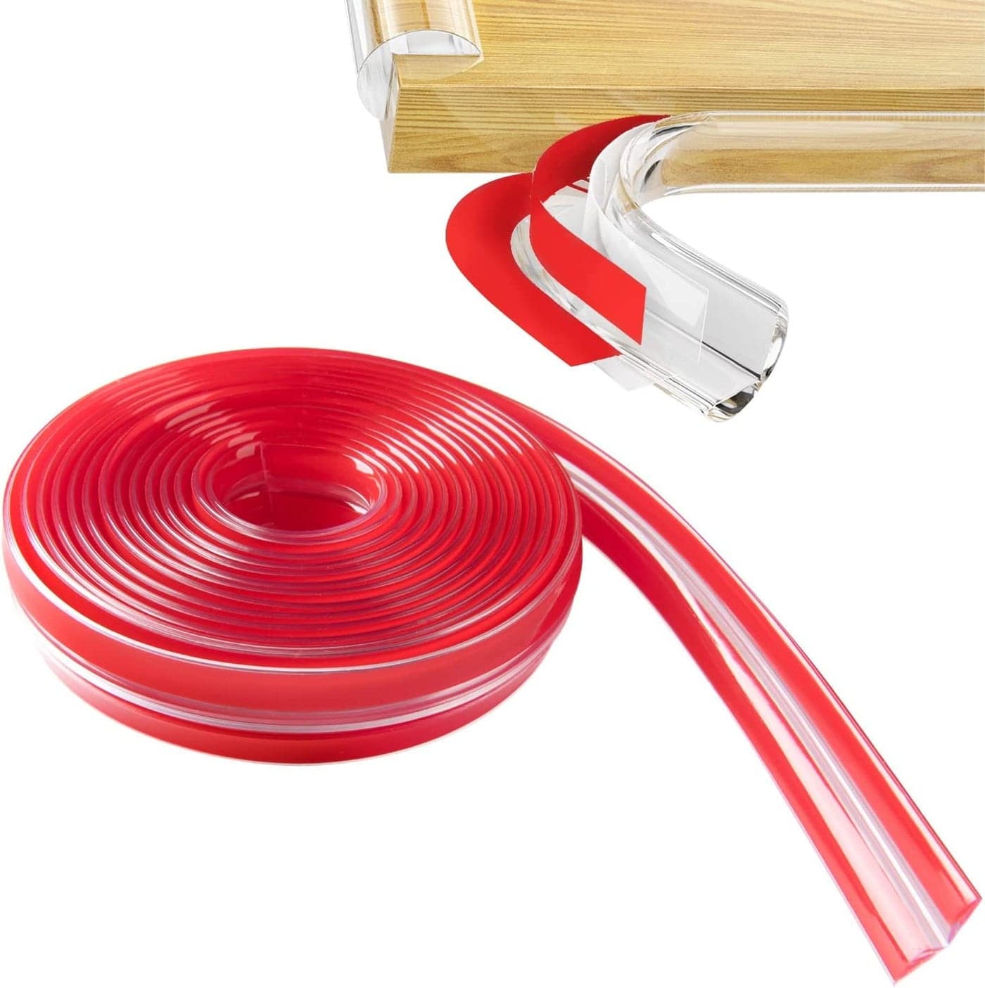 WE-CEF Silicone Edge Protector Strip, Baby Proofing, Pre-Tape Adhesive Corner Protectors for Furniture Bumper Against Sharp Corners for Cabinets, Tables, Stair Drawers (10 * 10 mm x 3 Miter)