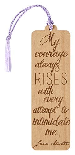 Wood Bookmark - Jane Austen Pride and Prejudice Quote - Laser Engraved - Made in The USA - Wooden Book Mark with Lavender Tassel - Elizabeth Bennet