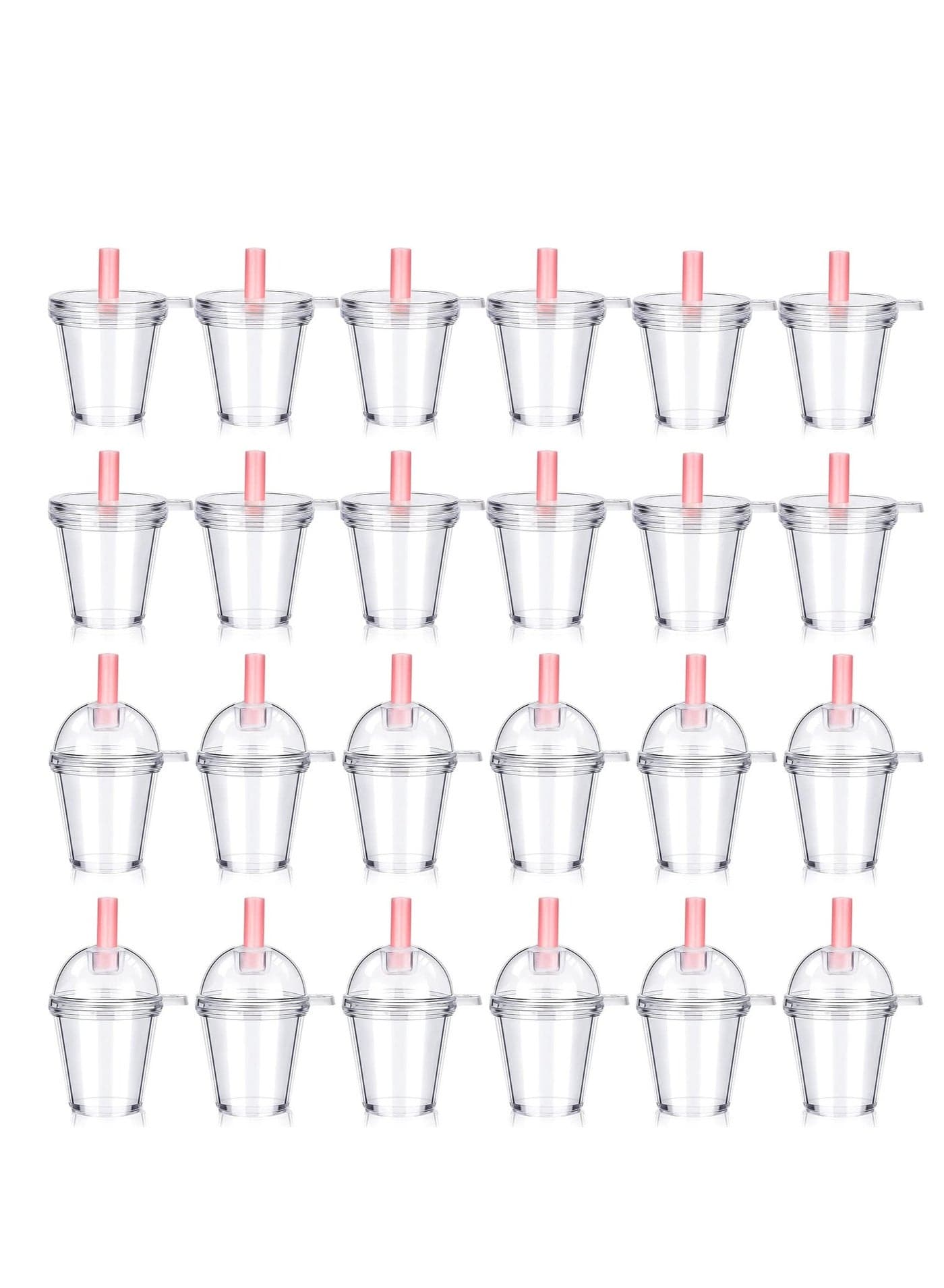 24 Pieces Key Chain Accessories Plastic Coffee Cups, Mini Coffee Cups with Lids Ice Cream Cup Pendant Charms, Suitable for Doll Crafts DIY Keychain Accessories (1.7 x 2.4 Inch)