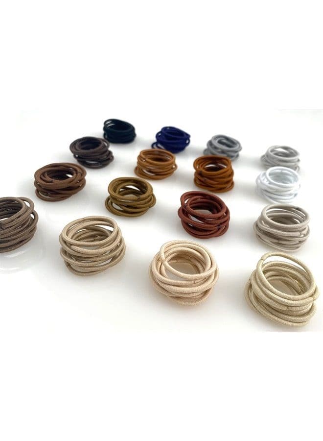 Small Hair Elastics - Light Gray - 1 Inch, 2mm Hair Ties For Fine Hair and Kids - Ponytail Holders in Neutral Colors - 48-Pack
