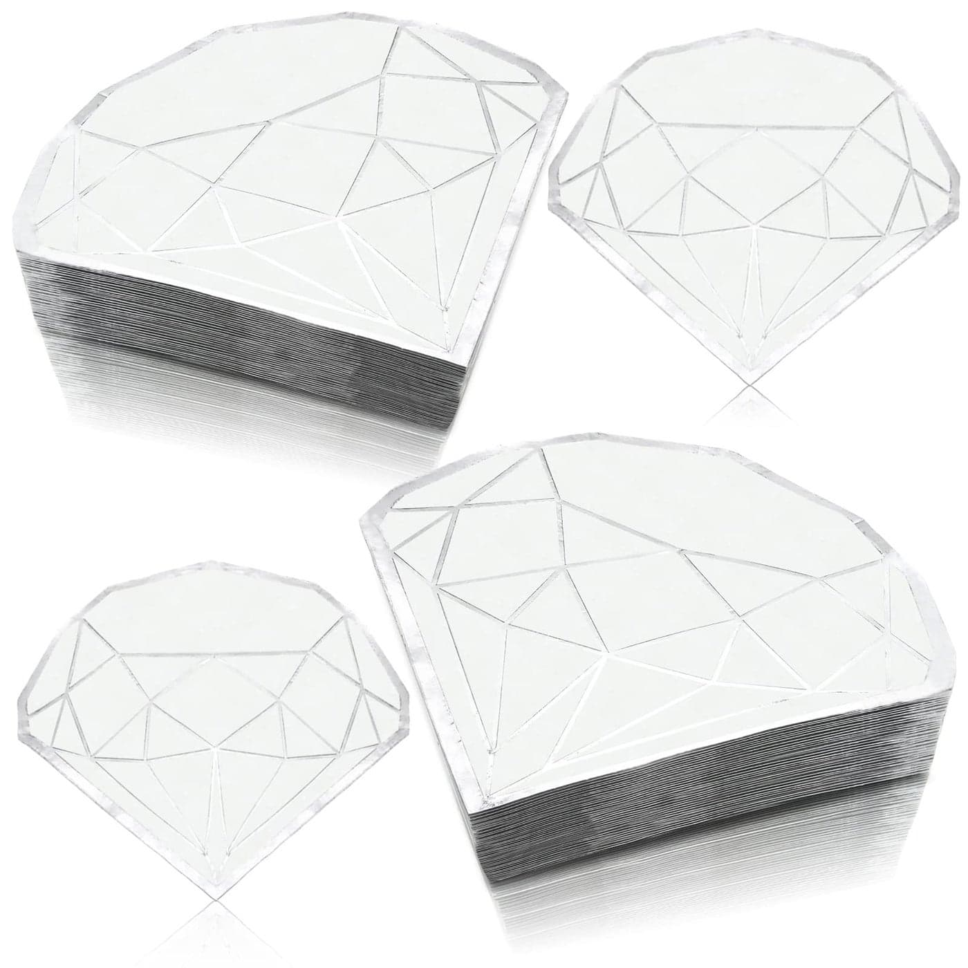 100 Pack 64 Inch Silver Foil Napkins Disposable Christmas Party Paper Napkins Party Decorations for Wedding Birthday Disco Party Bridal Shower EngagementDiamond