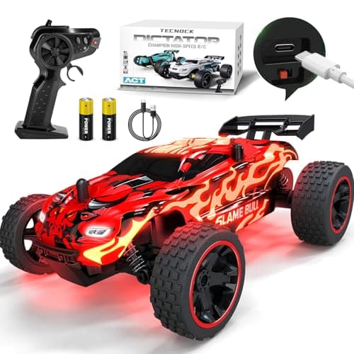 Tecnock RC Cars for Kids 118 Scale 2WD RC Car with USBC Easy Charging 24GHz Remote Control Car with LED Lights 50 Mins Playtime Toys Gifts for Boys Girls Ages 812