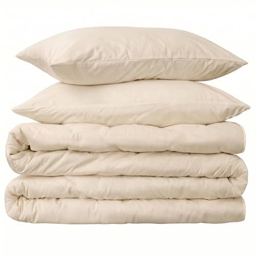 Peru Pima 415 Thread Count Percal Full/Queen Duvet Cover Set - 100% Peruvian Pima Cotton, 3 Piece (1 Cover, 2 Pillowcases) - Cooling, Crisp, Deep Pocket, Hotel Quality Bedding - Ivory