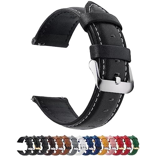 Fullmosa Watch Band, Quick Release Leather Watch Strap for Men Women, Replacement Bands Width 12mm 14mm 16mm 18mm 19mm 20mm 21mm 22mm 24mm