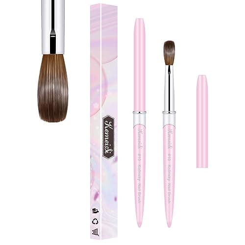KEMEISI Acrylic Nail Brush Size 10 100 Pure Kolinsky Nail Art Brushes for Acrylic Application Sturdy Handle Oval Shaped Acrylic Powder Nail Design Tools for Professional Manicure DIY