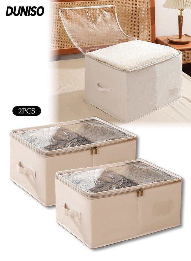 2Pcs Wardrobe Clothes Organizer,Foldable Visible Drawer Closet Organizers,Stackable Clothing Storage Bins,with Clear Window and Handle,Moisture and Mold Proof,for Jeans, Shirts, Underwear,Pants,40*30*20CM