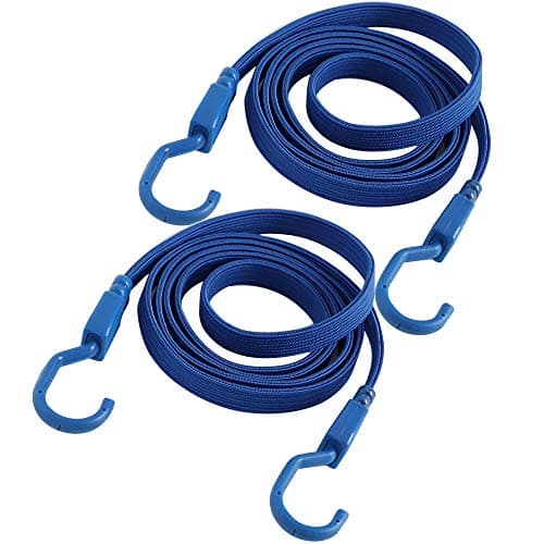 XSTRAP STANDARD 2PK 77 Inch Flat Bungee Cord Heavy Duty Adjustable Long Straps with Hooks for Hand Truck, Camping, Motorcycle, Cars, Bikes, Luggage Rack (Blue)