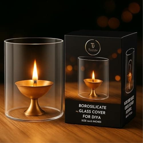 True Decor Akhand Diya Glass Cover Big Size Akhand Jyoti Diya Glass Big Size (Height: 4.5 Inch Width: 4 Inch)
