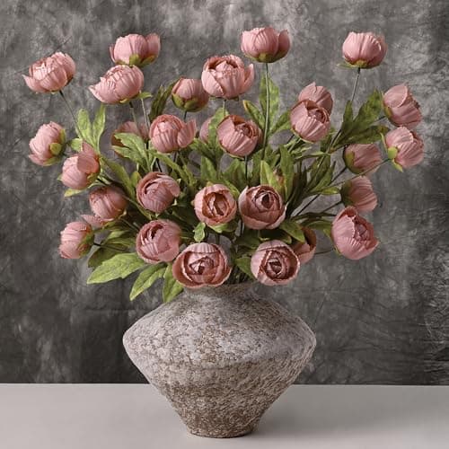 Waipfaru 6 Pcs Faux Peonies Artificial Flowers for Vase 27 Fake Silk Peonies Flowers for Wedding Vase Filler Pink Flowers for DIY Bouquets Centerpieces Bridal Shower Office Decor