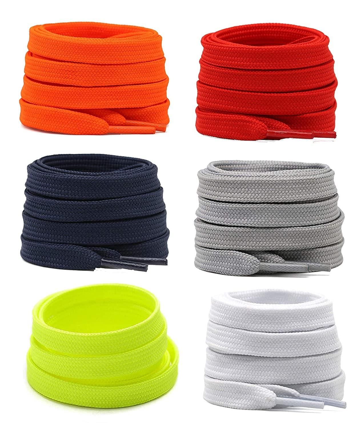 SHOESHINE Sport Shoelaces Flat Hollow Design casual shoe laces suitable for Sneakers and sport shoes - 6 Pair Set