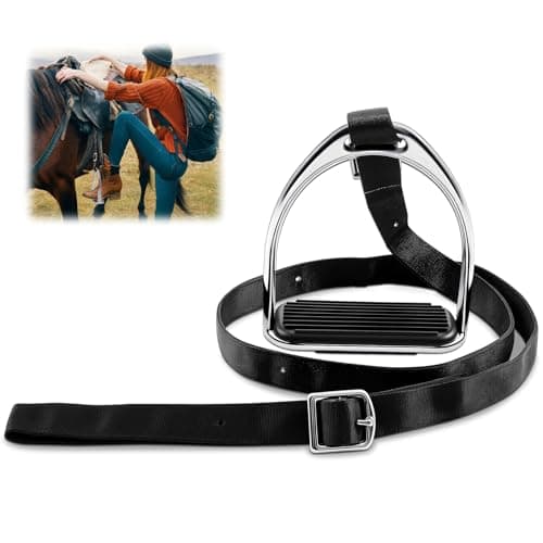 Otoolling 1 Pcs Adjustable Stirrup Mounting Aid for Horse Riding 3750 Equestrian Step up Stirrup for Western English Saddle Nylon Strap NonSlip Rubber Pad Portable Horse Tack No Mounting Block