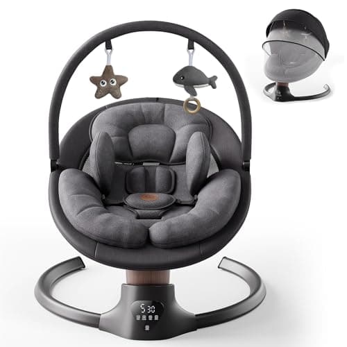 Baby Swings for Infants FasonBaby Electric Baby Swing with 10 Preset Melodies 5 Speeds Remote Control and Bluetooth Portable Infant Swing for Indoor and OutdoorBlack