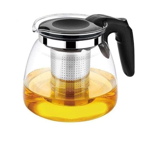 KAVYANSH Glass Teapot with Infuser and Bamboo Lid Tea Pot for Loose Tea Teapot for Stovetop Safe Clear Teapot Glass Tea Pot Glass Tea Kettle Glass Pot 1 PCS