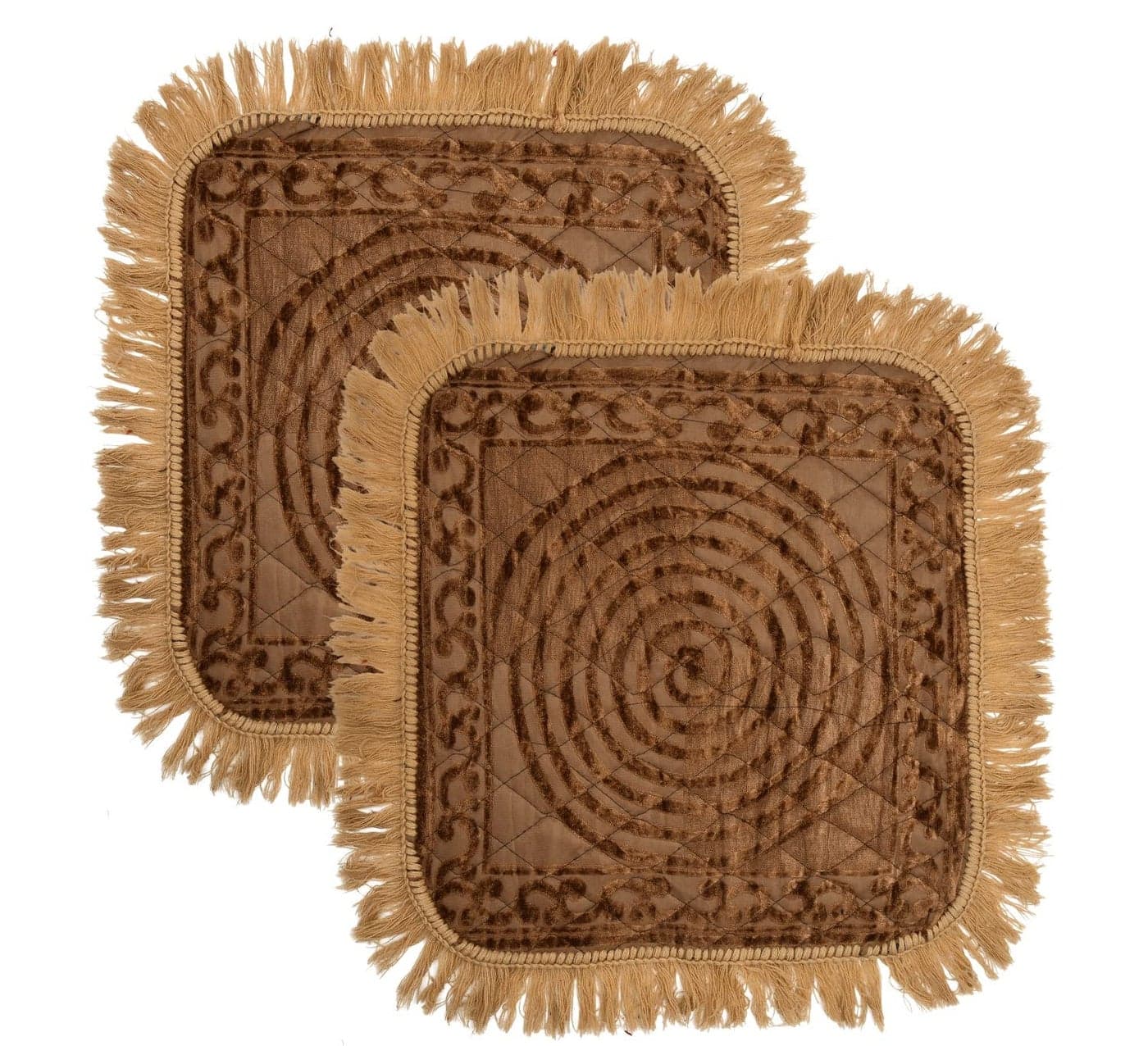 RRC Velvet Prayer Aasan Pooja Meditation Multipurpose Velvet Rug Mat Set 2 Piece 20X20Inches