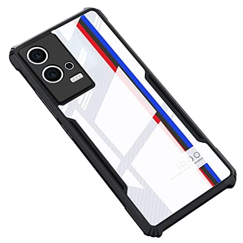 CEDO Backcover for iQOO 9 (5G) | Camera Protection Shockproof Bumper-Edge | Acrylic Crystal Clear 360 Degree Protection TPU+PC | Transparent Eagle Back Case Cover (Black)