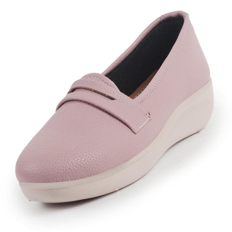 FAUSTO FST FJDWC-7031 PEACH-40 Women's Peach Textured Slip On Casual Shoes Flatform Heel Height Enhancer|All Day Comfort|Daily Wear Shoes (7 UK)
