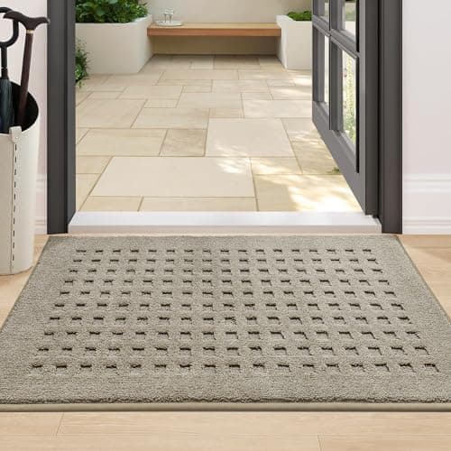 BEQHAUSE Dirt Trapper Door Mat 24" x 36", Waffle Door Mats Indoor Entrance, Dog Doormats for Mud Paws Absorbent and Dirt Resist Floor Mats Non-Slip Washable Rugs for Entryway Welcome Mat, Beige