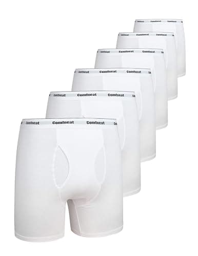 Comfneat Men's 6-Pack Boxer Briefs Soft Breatheable Underwear S-XXL Open Fly (Black+Grey Melange Pack-6, M)