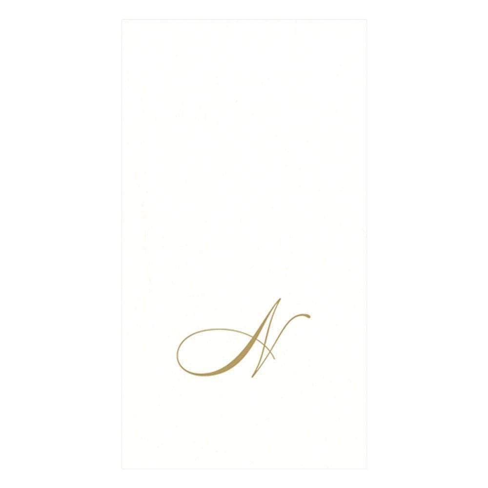 Caspari White Pearl Paper Linen Guest Towels Monogram Initial N Pack of 24