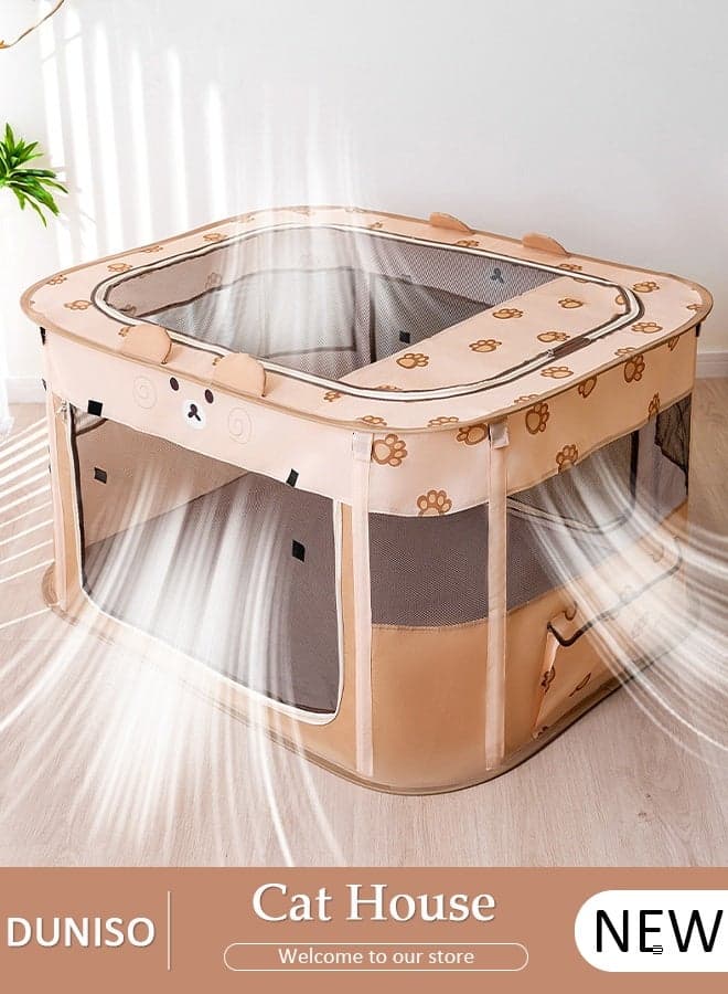 Large Cat House for Indoor Cats,Cat Beds for Indoor Cats, Large Cat Cave with Cozy Condo, Foldable Indoor Cat House, Multifunctional Cube Cat House,Cat Hideaway with Soft Cushions