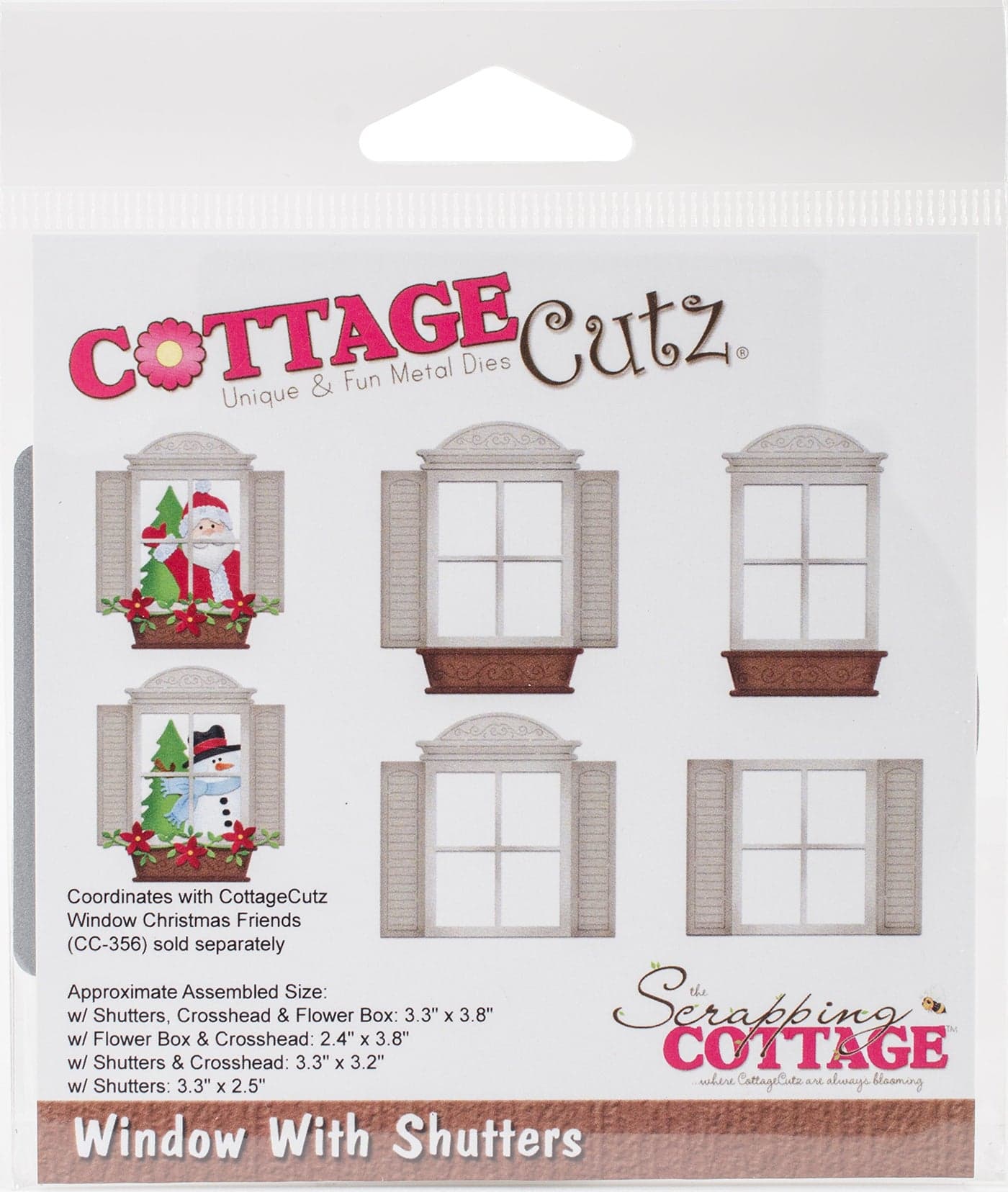 CottageCutz CC-357 Dies-Window W/Shutters 2.4 inches to 3.8 inches , White