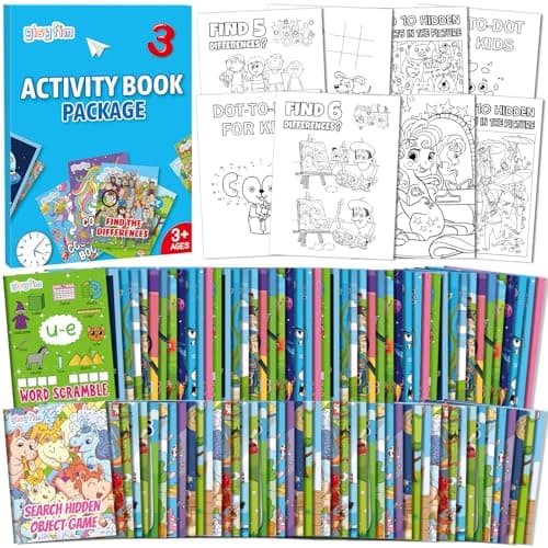 gisgfim 48 PCS Mini Activity Books Coloring Books Party Favors Bulk Challenging Game Include Mazes Dot to Dot Word Search Word Scramble for Ages 412 Goodie Bags Stuffers Kids Wedding Activities