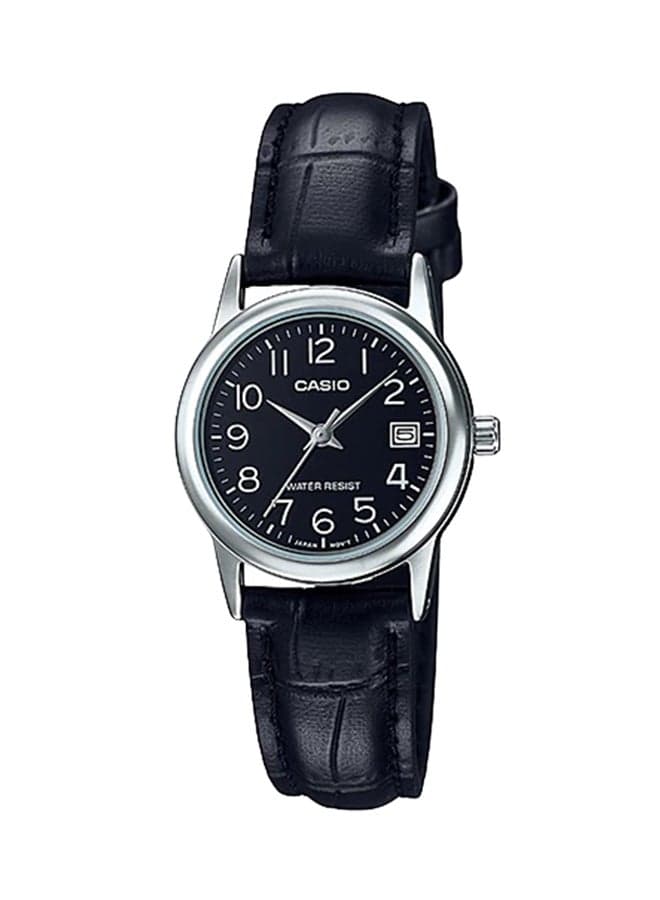 Women Leather Analog Watch LTP-V002L-1B - 25 mm - Black