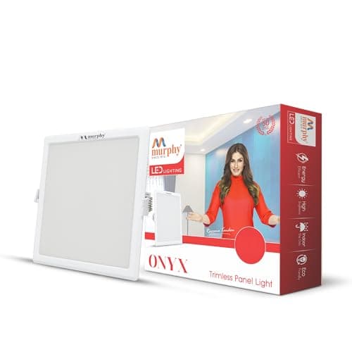 Murphy Trimless Square LED Panel Light – 20W Cool White | Glare-Free, Recessed Ceiling Downlight for Home & Commercial – Pack of 1