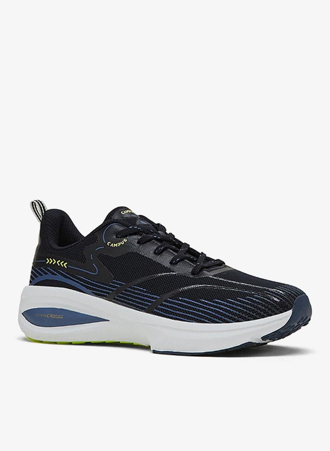 Men Glitch Memory Foam Lace-Up Running Shoes-Navy