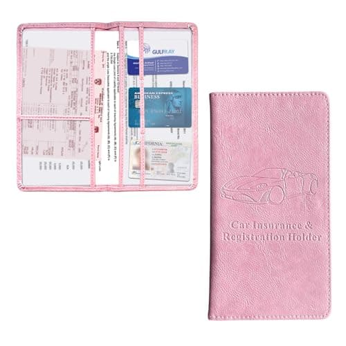 Kewucn Car Registration and Insurance Holder Leather Auto Glove Box Organizer with Magnetic Shut Vehicle Compartment Accessories Case for Cards Driver License Essential Documents