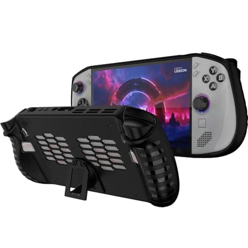 NINKI Silicone Skin for Lenovo Legion GO S Case with Stand 2025,Shockproof Anti-Scratch Non-Slip Grip Wrap Protective TPU Silicone Protector Cover for Lenovo Legion GO S 2025 Case with Kickstand Black