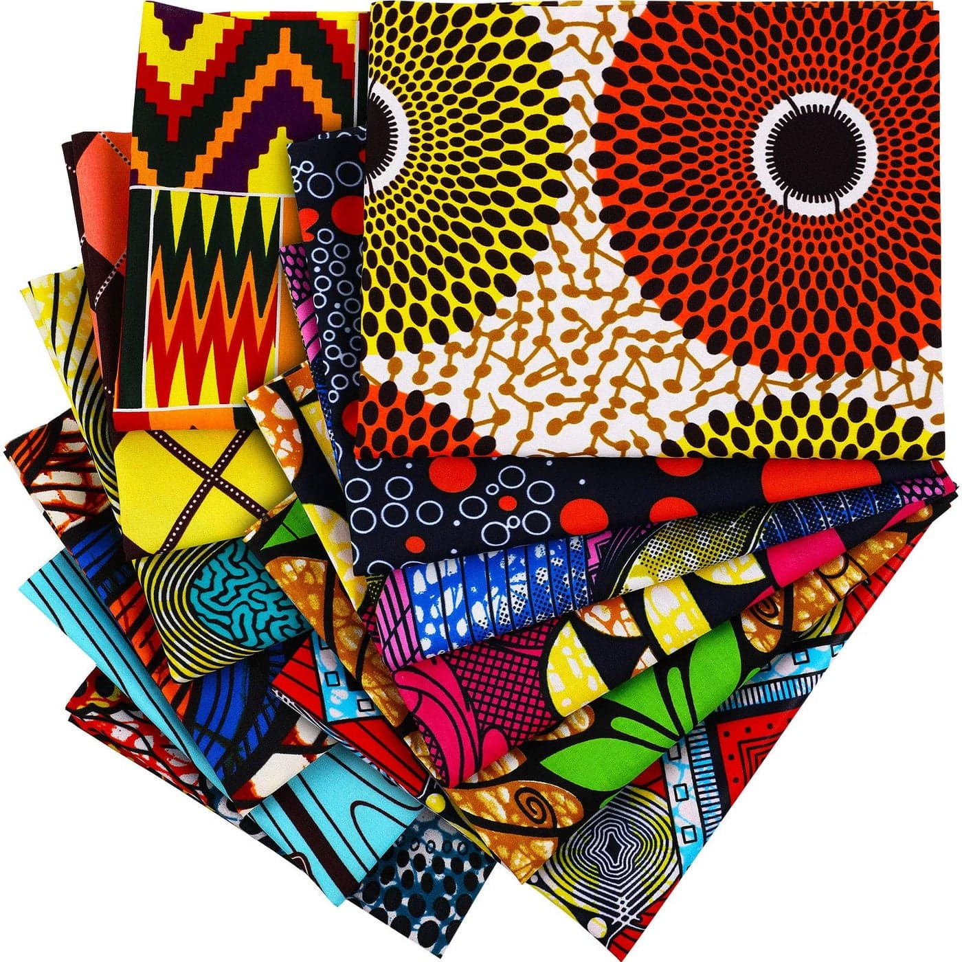 Tatuo 12 Pieces African Fabric Fat Quarters African Ankara Wax Print Fabric for Sewing Face Covering Make Craft Projects and Patch Work DIY50 x 40 cm 195 x 157 Inches