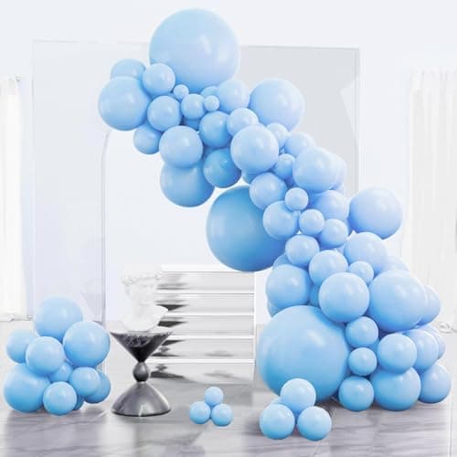 PartyWoo Light Blue Balloons 85 pcs Different Sizes of 18 12 10 5 Inch Baby Pastel Sky Aqua Blue Balloon Arch Kit Garland for Graduation Baby Shower Gender Reveal Birthday Party Decorations BlueY4