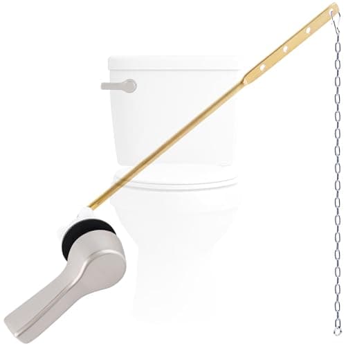 Hygie Rinse Metal Toilet Handle Lever Flush Replacement, Universal Front Mount Toilet Handle with Stainless Steel Flapper Chains, Toilet Repair Kit, Brushed Nickel