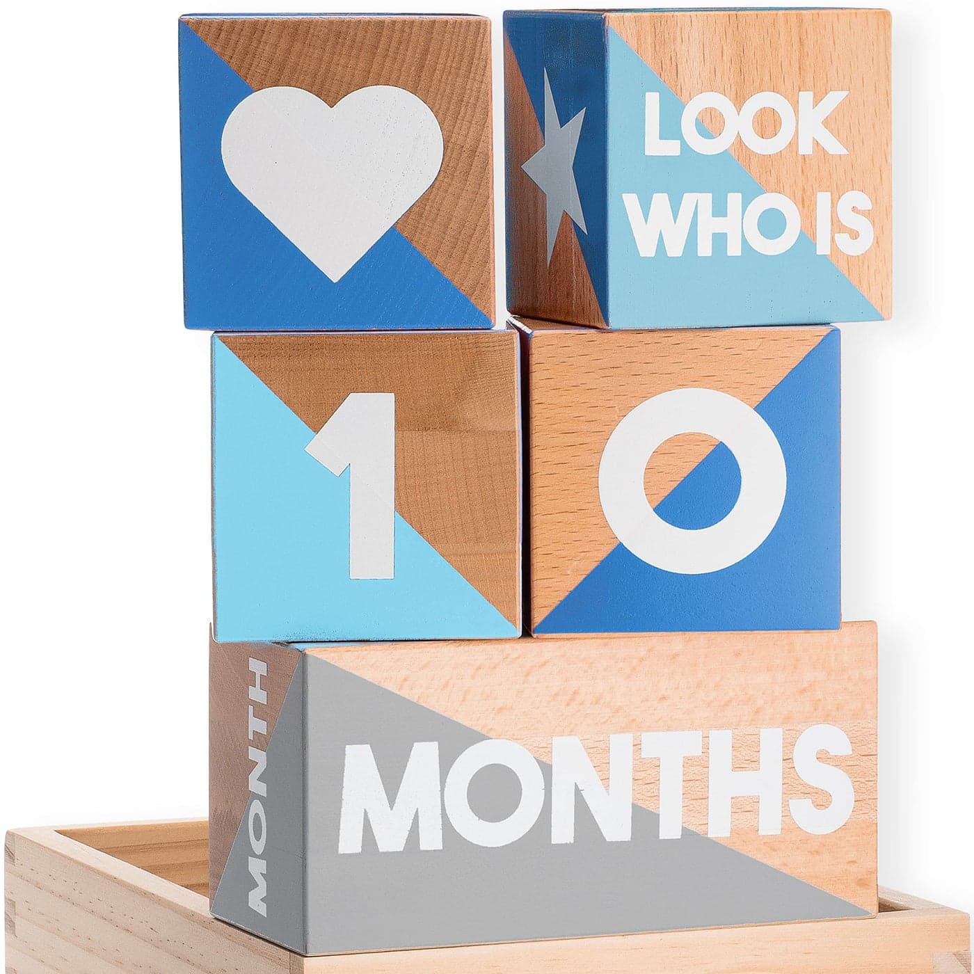 Tykeroo Baby Monthly Milestone Blocks Cute Nursery Decor Lovely Newborn Photography Props Baby Shower Gifts Blue Gray