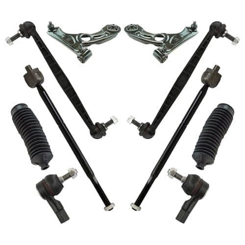 TRQ Front Steering and Suspension Kit Tie Rods Control Arms with Ball Joints Sway Bar Links Rack and Pinion Bellows Compatible with 2012-2020 Chevrolet Sonic