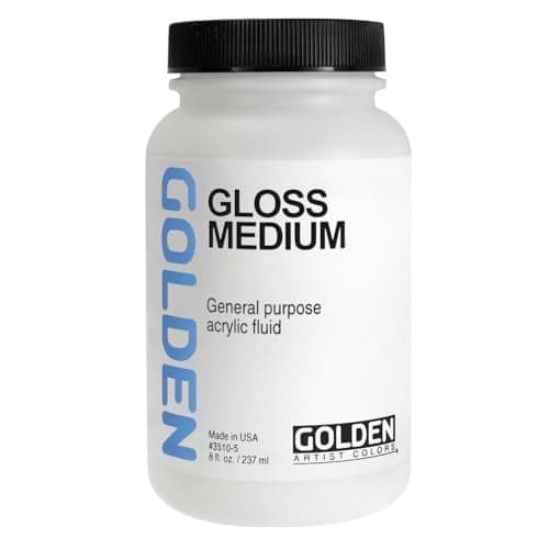 Gloss Medium by GOLDEN, 8 fl. oz. Jar, Professional Acrylic Medium, Transparent