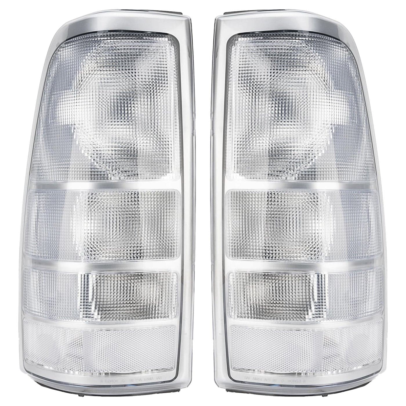 MiKaFex Tail Light Assembly Compatible With 19992002 Chevy Silverado 1500 2500 3500 19992006 GMC Sierra Driver and Passenger Side Rear Brake Lamps With BulbChrome HousingWhite Clear Lens