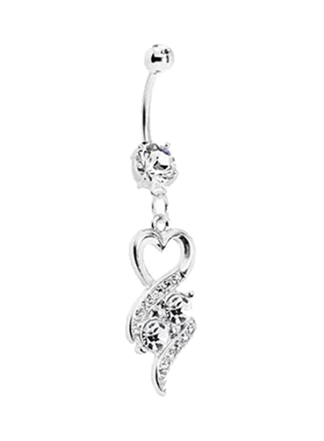 Surgical Steel Heart Rhinestone Studded Belly Ring