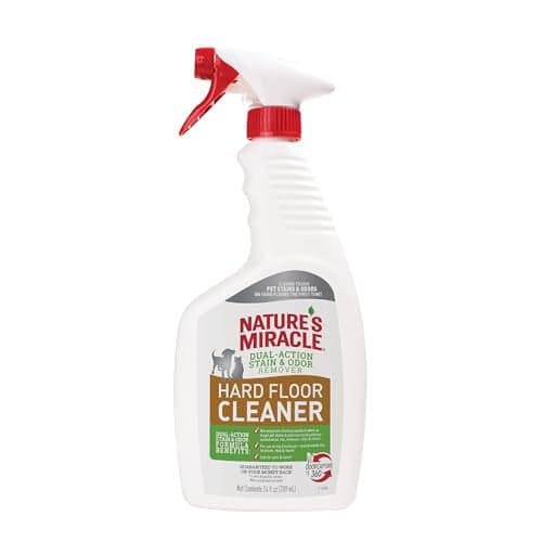 Natures Miracle Hard Floor Cleaner 24 Ounces DualAction Stain and Odor Remover Works to Remove Tough Pet Stains and Odors On Sealed Wood and Hard Floor Surfaces