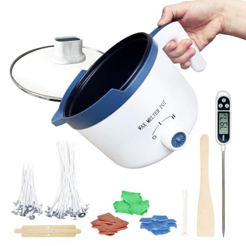Ksedcon Wax Melting Pot for Candle Making Electric Wax Melter with Pour SpoutCandle Making Supplies Includes Pouring Pot Colors Dyes Wicks Thermometer