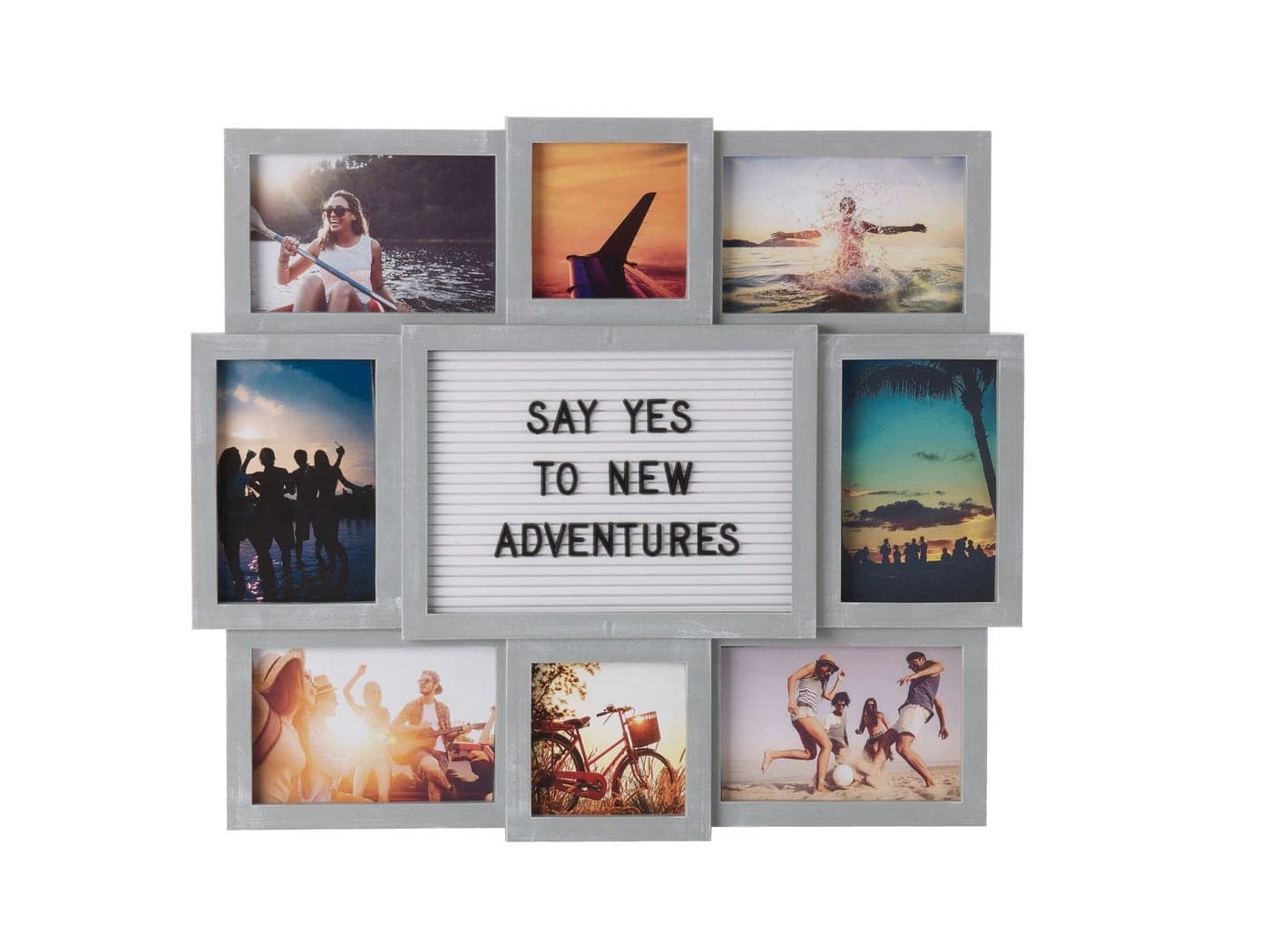 Melannco Customizable Letterboard 8Opening Photo Collage 19 x 17 inchDistressed Grey