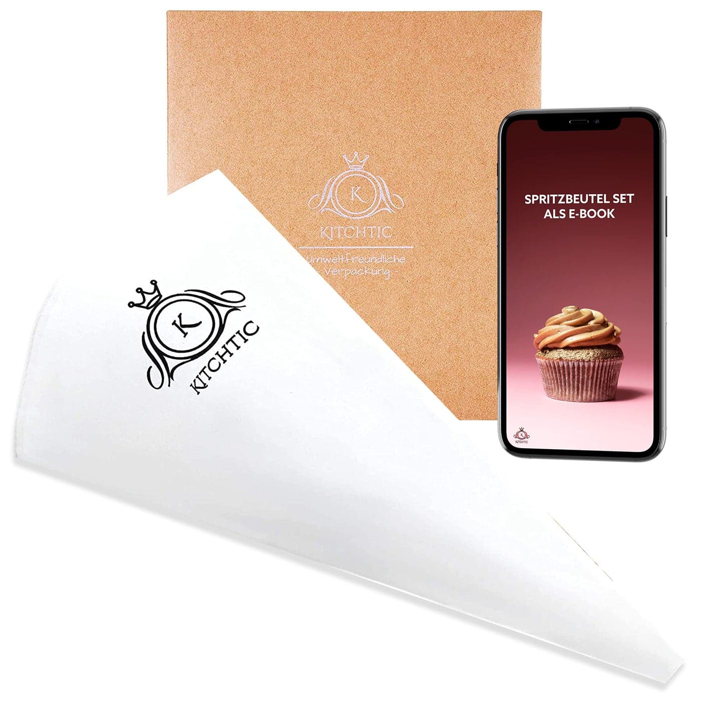 KITCHTIC Reusable Single Piping Bag Premium Design for Dishwasher Safe Reusable Piping Bag Large Cotton Professional Dressing Bag Including EBook with Tips and Tricks by Kitchtic