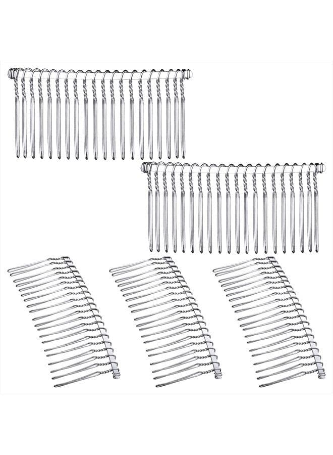 5 Pieces Hair Combs for Women Accessories Metal Bridal Hair Comb 20 Teeth Wedding Veil Comb Decorative for Women Girls Fine Hair(White K)
