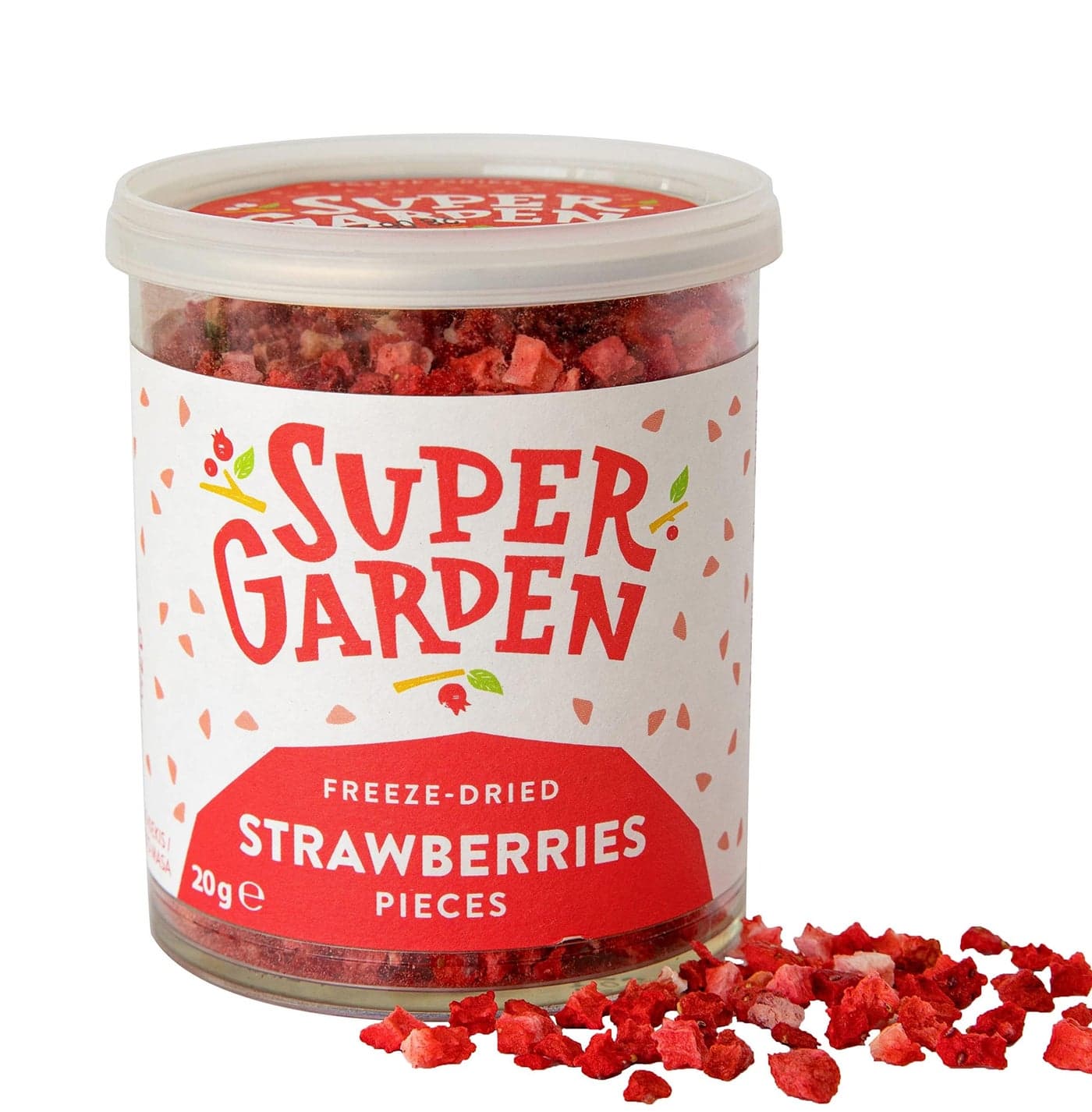 Super Garden Freeze Dried Strawberries | Crunchy Flavorful Pieces for Cereal, Yogurt, & Baking | Freeze Dried Fruit Strawberry No Sugar Added | Freeze Dried Berries - Healthy Snack for Kids and Adults | Space and Astronaut Food | 1.13 oz